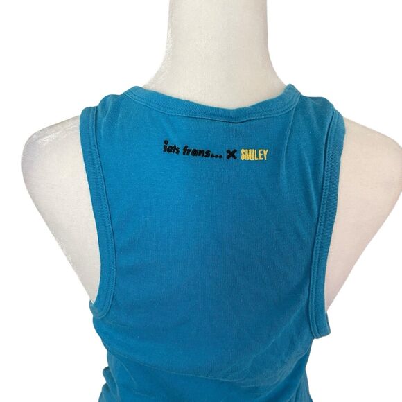 Urban Outfitters iets frans... Smiley Cropped Tank Top Blue NWT Womens Medium - Picture 11 of 11